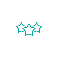 Three blue stars icon. Simple flat pictogram isolated on white. Vector illustration.