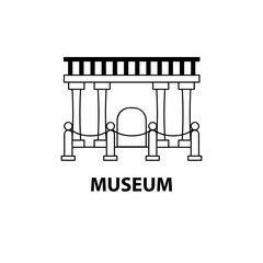 51/55線画地図アイコン単体   シンプル　博物館　美術館　展示　イラスト　ベクター　地図　アイコン　線画　線　観光　旅行　レジャー　ライン　シンボル　ワンポイント