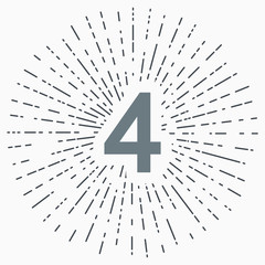 Vintage illustration with sun rays. Number one icon. For website, application, logo and design template.