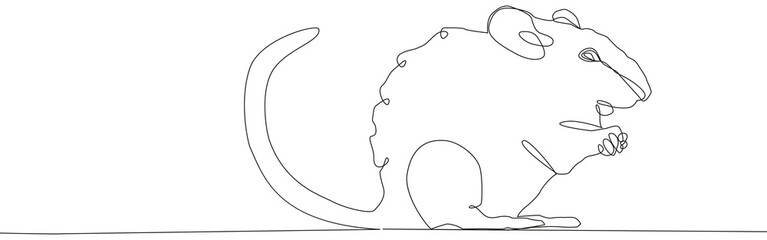 Rat mouse continuous line drawing. One hand drawn single lineart style.