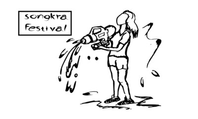 vector illustration of a girl.Songkran Festival.