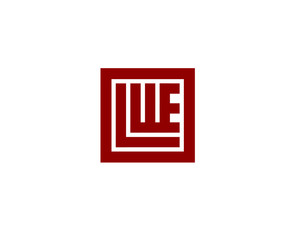 square monogram anagram lettermark logo of letter l w e 