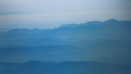 Mountains at dawn, aerial view, Rhodes, Greece