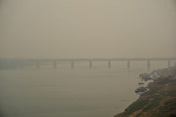 bank of river ganga, view from naini bridge, 