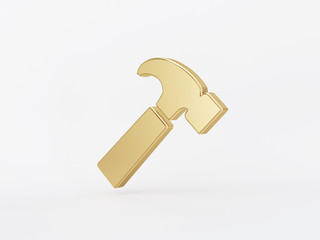 Golden metal 3d icon object isolated in white background. 3d rendering - illustration.