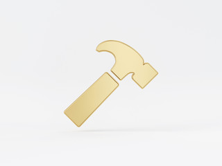 Golden metal 3d icon object isolated in white background. 3d rendering - illustration.