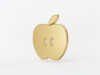 Golden metal 3d icon object isolated in white background. 3d rendering - illustration.