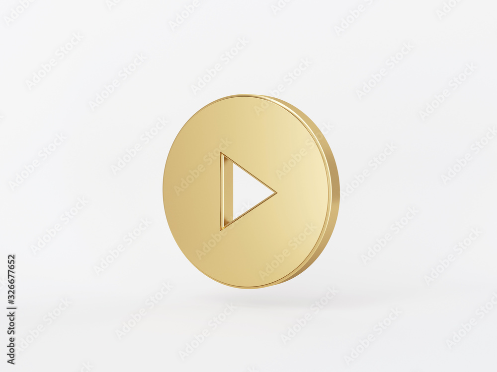 Fototapete golden metal 3d icon object isolated in white background. 3d rendering - illustration.