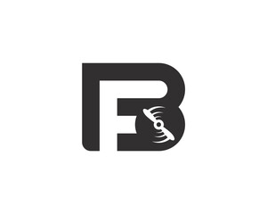 monogram anagram lettermark logo of letter B F plane propeller spinning