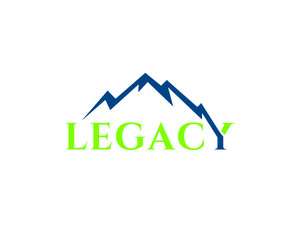 legacy wordmark logo with mountain as background