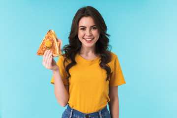 Beautiful woman holding sandwich.