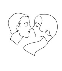illustration, hand drawn. Linear drawing, characters. Couple. 