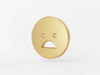 Golden metal 3d icon object isolated in white background. 3d rendering - illustration.