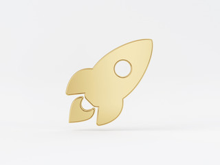 Golden metal 3d icon object isolated in white background. 3d rendering - illustration.
