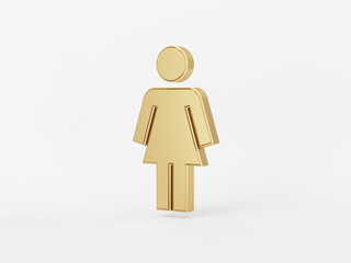 Golden metal 3d icon object isolated in white background. 3d rendering - illustration.