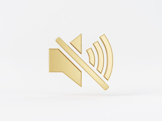 Golden metal 3d icon object isolated in white background. 3d rendering - illustration.