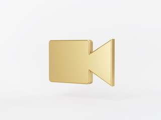 Golden metal 3d icon object isolated in white background. 3d rendering - illustration.