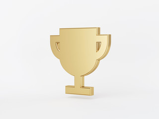 Golden metal 3d icon object isolated in white background. 3d rendering - illustration.