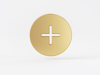 Golden metal 3d icon object isolated in white background. 3d rendering - illustration.