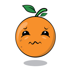 Illustration graphic vector of cute orange, cartoon tropical fruit characters in kawaii style, isolated on white background. vector illustration.