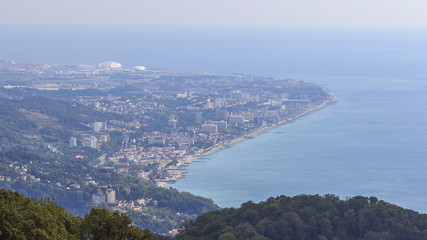 The view from the lookout tower to Adler on mount Akhun timelapse, Khosta district, Sochi, Russia.