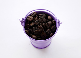 organic coffee beans isolated white background