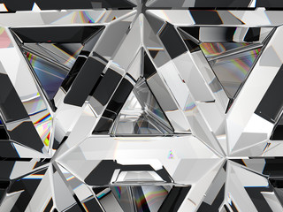 Gemstone diamond or shiny glass triangular texture kaleidoscope