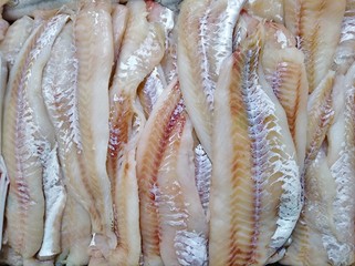 chilled fresh pollock fish, skinless fillet
