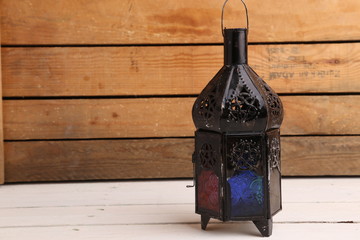 Moroccan lantern in color background...