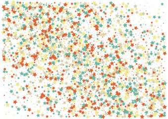 Festive color star confetti background. Abstract frame confetti texture for holiday, postcard, poster, website, carnivals, birthday and children's parties. Cover confetti mock-up. Wedding star layout