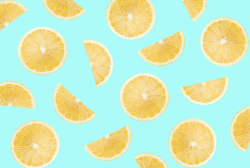 pattern with lemon on a light blue background
