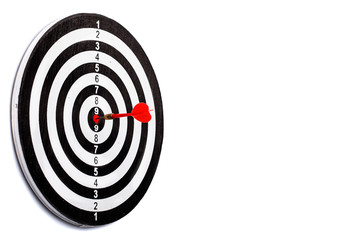 Target with arrow in the center on a white background