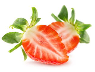 halves of strawberry isolated on a white background