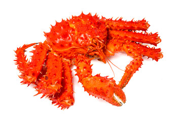 Alaskan king crab isolated in white background,Kamchatka crab isolated on white background