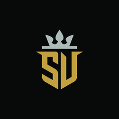 Initial Letter SV with Shield King Logo Design