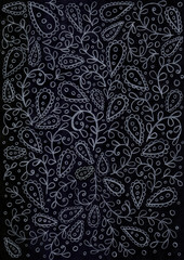 Chalk typographic design template with ornate elements on blackboard.