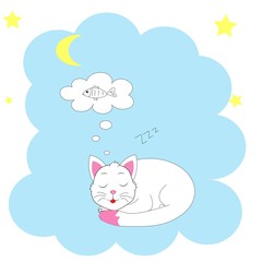 cute white cat illustration vector