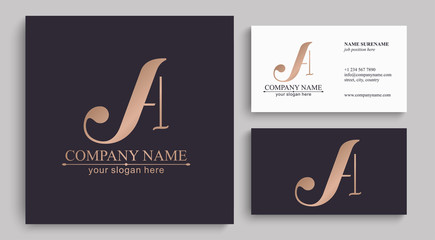 A letter monogram. Elegant luxury logo. Calligraphic style. Corporate identity and personal logo. Vector design. - obrazy, fototapety, plakaty
