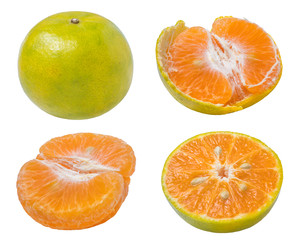 Fresh orange tangerine isolated on a white background, Mandarin orange with green leaf isolated on white background,clipping path.