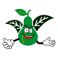Avocado cartoon character icon vector