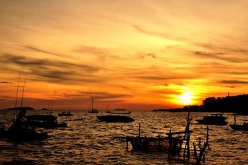 Sunset view at the sea on Koh Samet