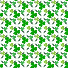 Clover leaf seamless pattern. Symbol fortune, success, traditional ireland festival, holiday St. Patrick. Modern texture. Color template for prints, wrapping, wallpaper, etc. Vector illustration.