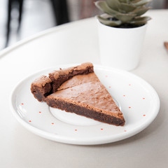 Sliced of flourless dark chocolate cake