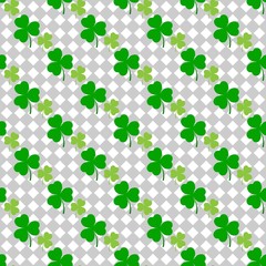 Clover leaf seamless pattern. Symbol fortune, success, traditional ireland festival, holiday St. Patrick. Modern texture. Color template for prints, wrapping, wallpaper, etc. Vector illustration.