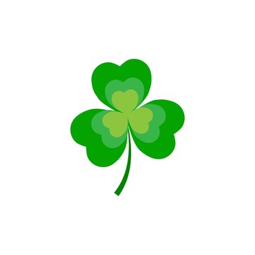 Clover leaf on white background. Symbol fortune, success, traditional ireland festival, holiday St. Patrick. Modern texture. Color template for prints, wrapping, wallpaper, etc. Vector illustration