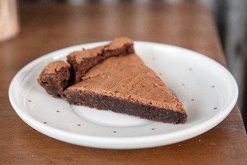 Sliced of flourless dark chocolate cake