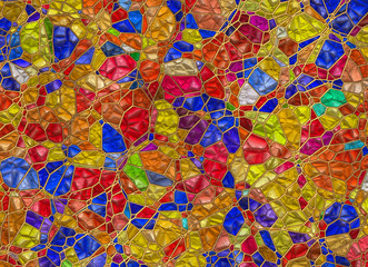 Fototapeta na wymiar arrangement color mosaic wall from wild stones