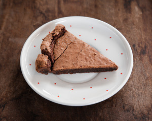 Sliced of flourless dark chocolate cake