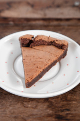 Sliced of flourless dark chocolate cake