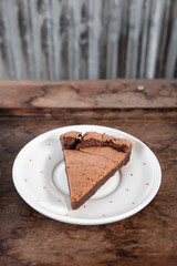 Sliced of flourless dark chocolate cake